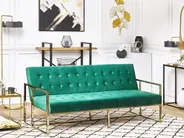Sofa Bed 3 Seater MARSTAL Velvet Emerald Green_796263