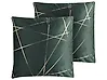 Set of 2 Decorative Cushions PINUS 45 x 45 cm Velvet Dark Green Geometric Pattern
