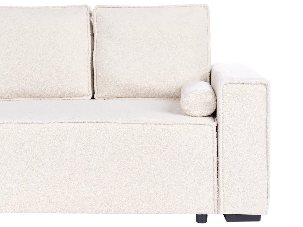 Corner Sofa Bed 3 Seater EDANE with Storage Boucle Off-White Right Hand_1057039