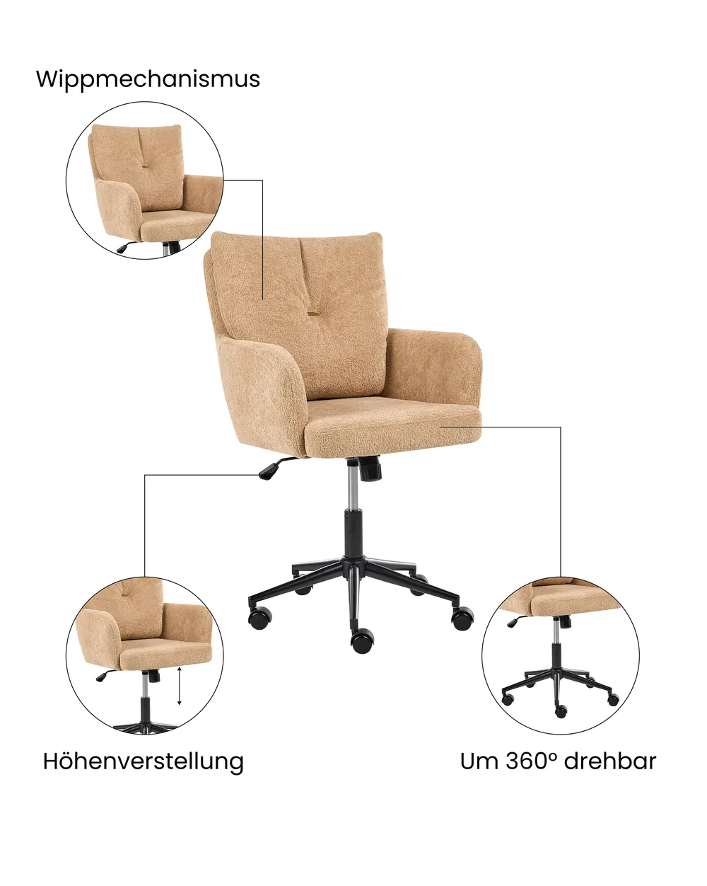 Schreibtischstuhl ALPINE Stoff Beige_1071083