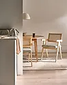 Set of 2 Dining Chairs AVA Wood Light Brown/ Taupe