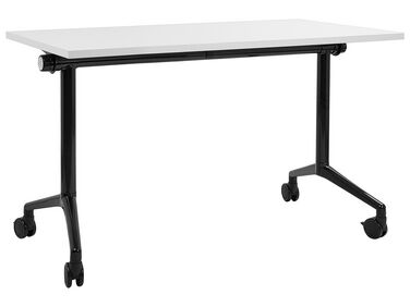 Folding Office Desk with Casters 120 x 60 cm White and Black CAVI