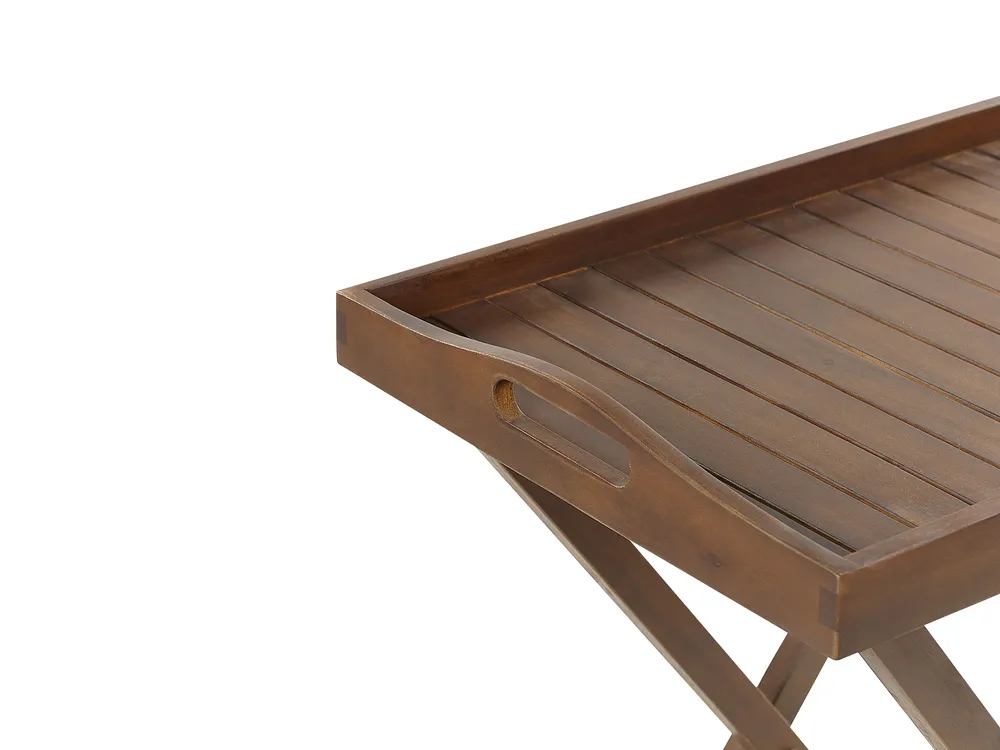 Garden Side Table AMANTEA Folding Acacia Wood Dark Brown_871645