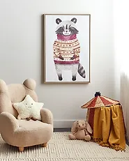 Stampa su tela CAMPLI 63 x 99 cm Motivo animale Grigio_1182730