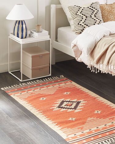 Cotton Kilim Area Rug 80 x 150 cm Orange GAVAR