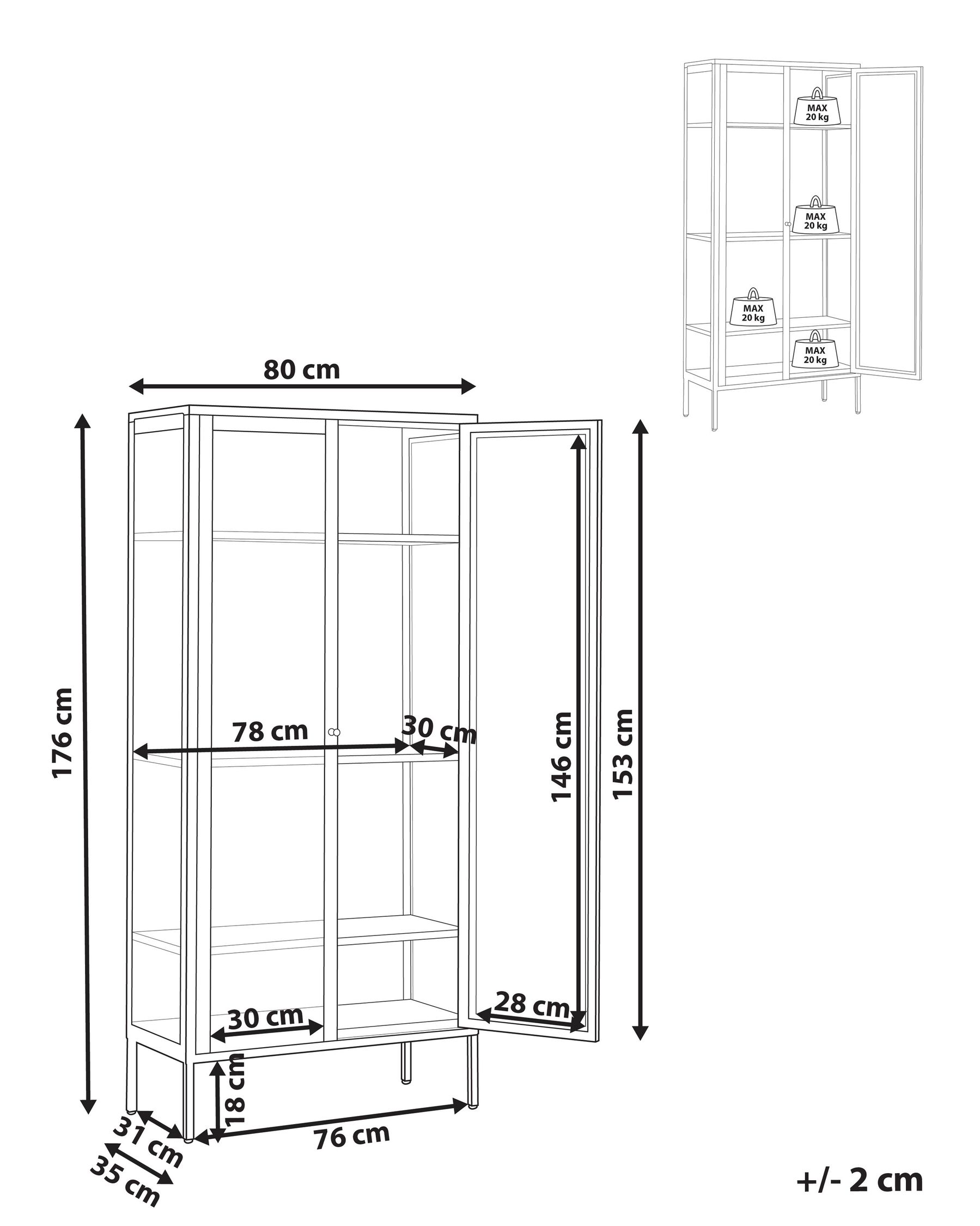 Steel Display Cabinet Black HARTY_850444