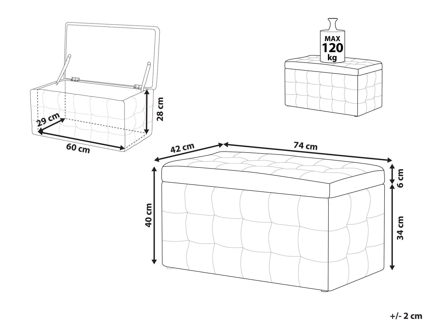Puf ze schowkiem ekoskóra czarny MICHIGAN_762025