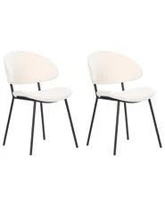 Set of 2 Dining Chairs KIANA Fabric Light Beige_874283