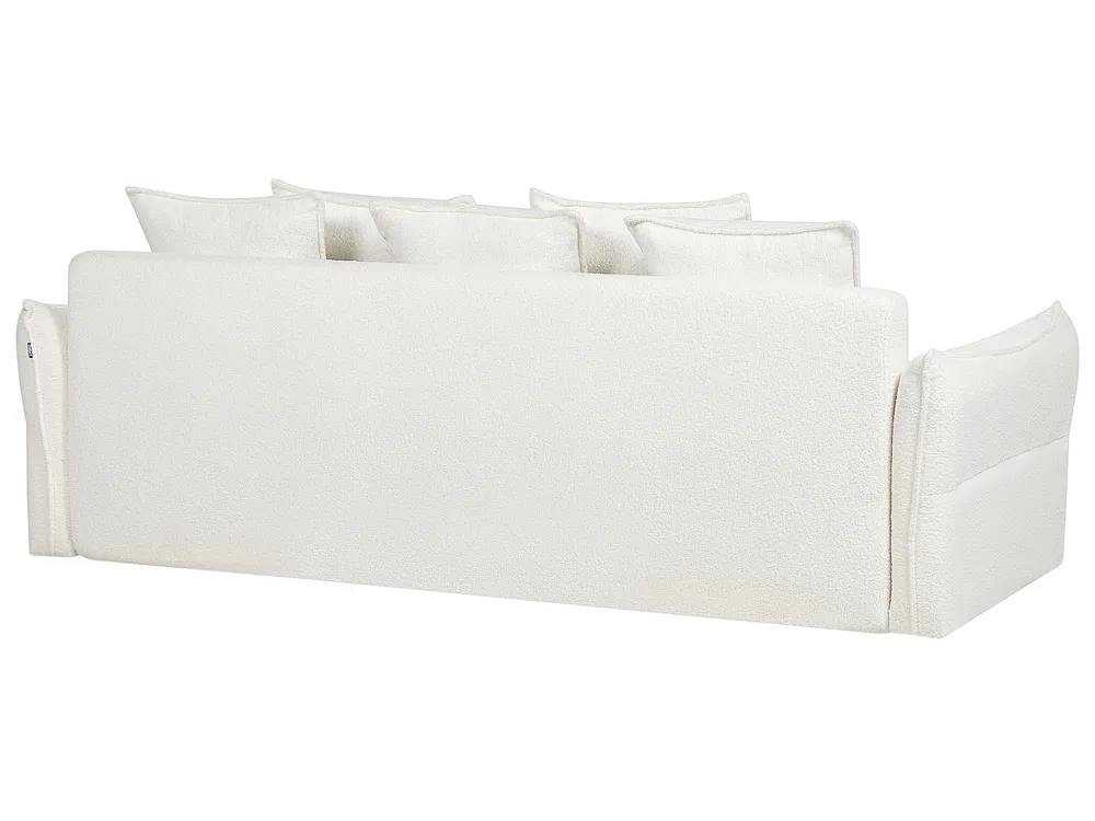 Sofa Bed 3 Seater KRAMA with Storage Boucle White_887860