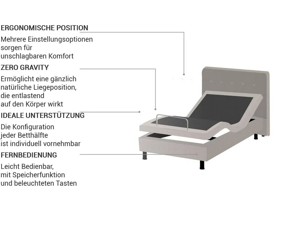 Bett verstellbar Stoff DUKE 80 x 200 cm Beige_771767