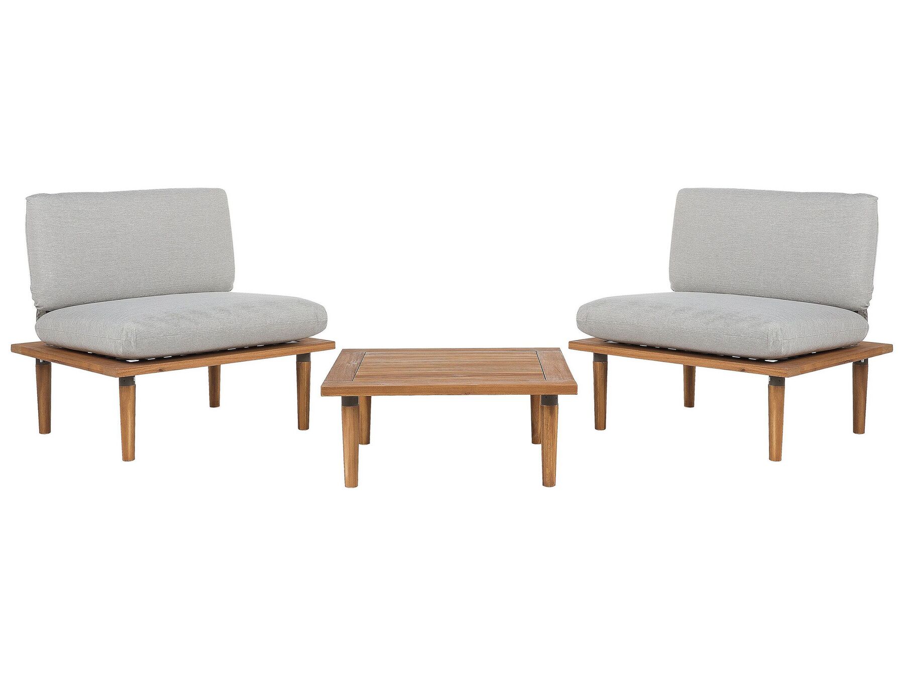 Lounge Set zertifiziertes Akazienholz hellbraun 2-Sitzer modular Auflagen hellgrau FRASCATI_718954