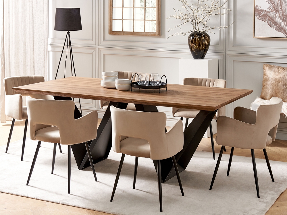 Dining Table 200 x 100 cm Dark Wood with Black SINTRA Beliani.cz