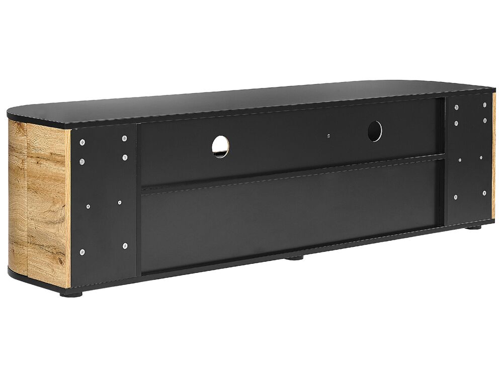 TV Stand Light Wood and Black JEROME Beliani