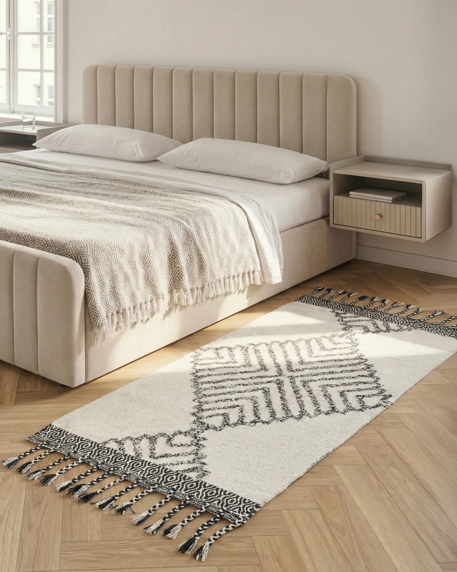 Rug ERAY Light Beige 80 x 150 cm Cotton_843961