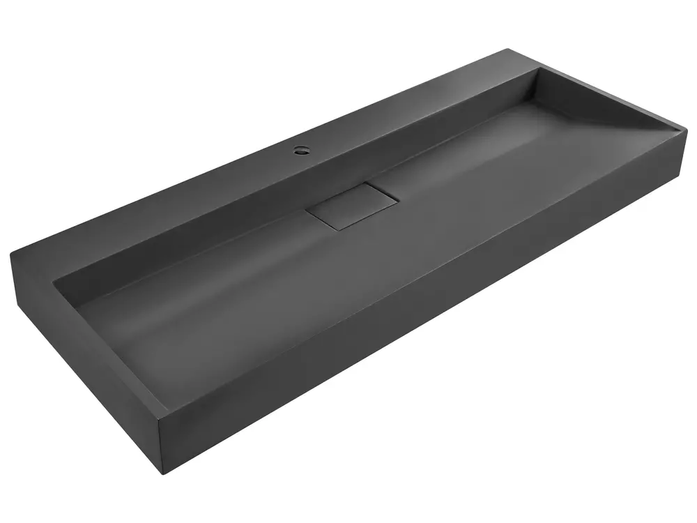 Umywalka podwieszana QUENKO 120 x 46 cm Tworzywo mineralne Czarny
