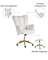 Sedia da ufficio OULU Bouclé Bianco_1065447