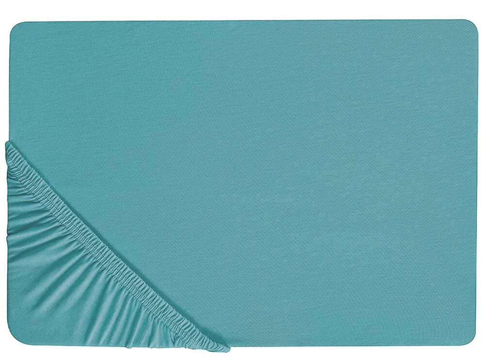 Prześcieradło z gumką HOFUF 90 x 200 cm Bawełna Turkusowy