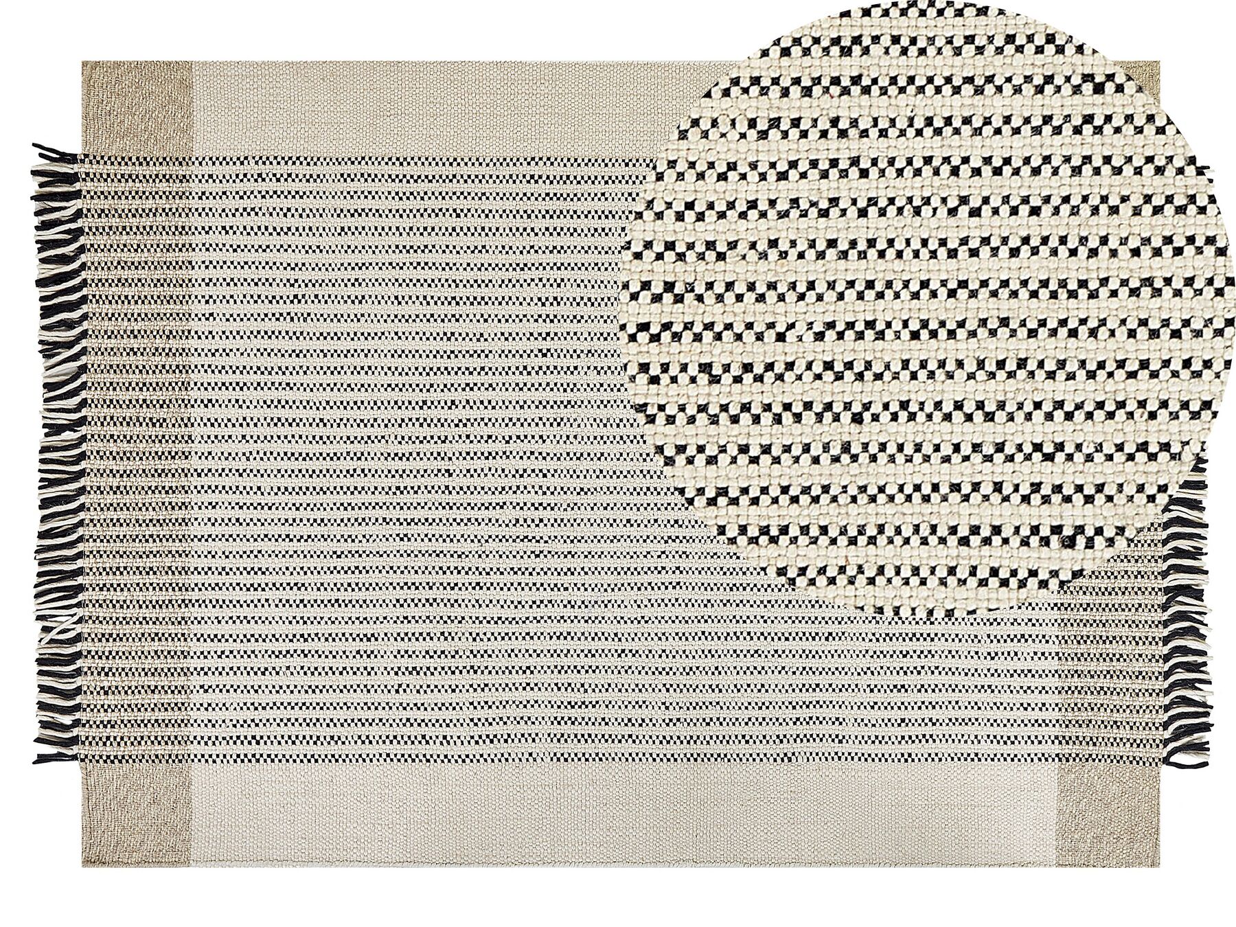 Tappeto lana beige chiaro e nero 140 x 200 cm DIVARLI_847407
