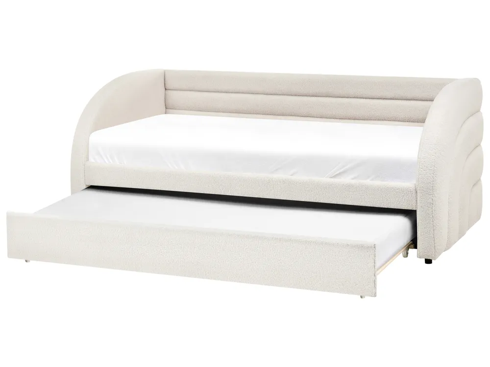 Trundle Bed Boucle ALBIAC 90 x 200 cm (EU Single) White_1023564