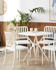 Set of 4 Garden Chairs SERSALE Synthetic Material White_820413
