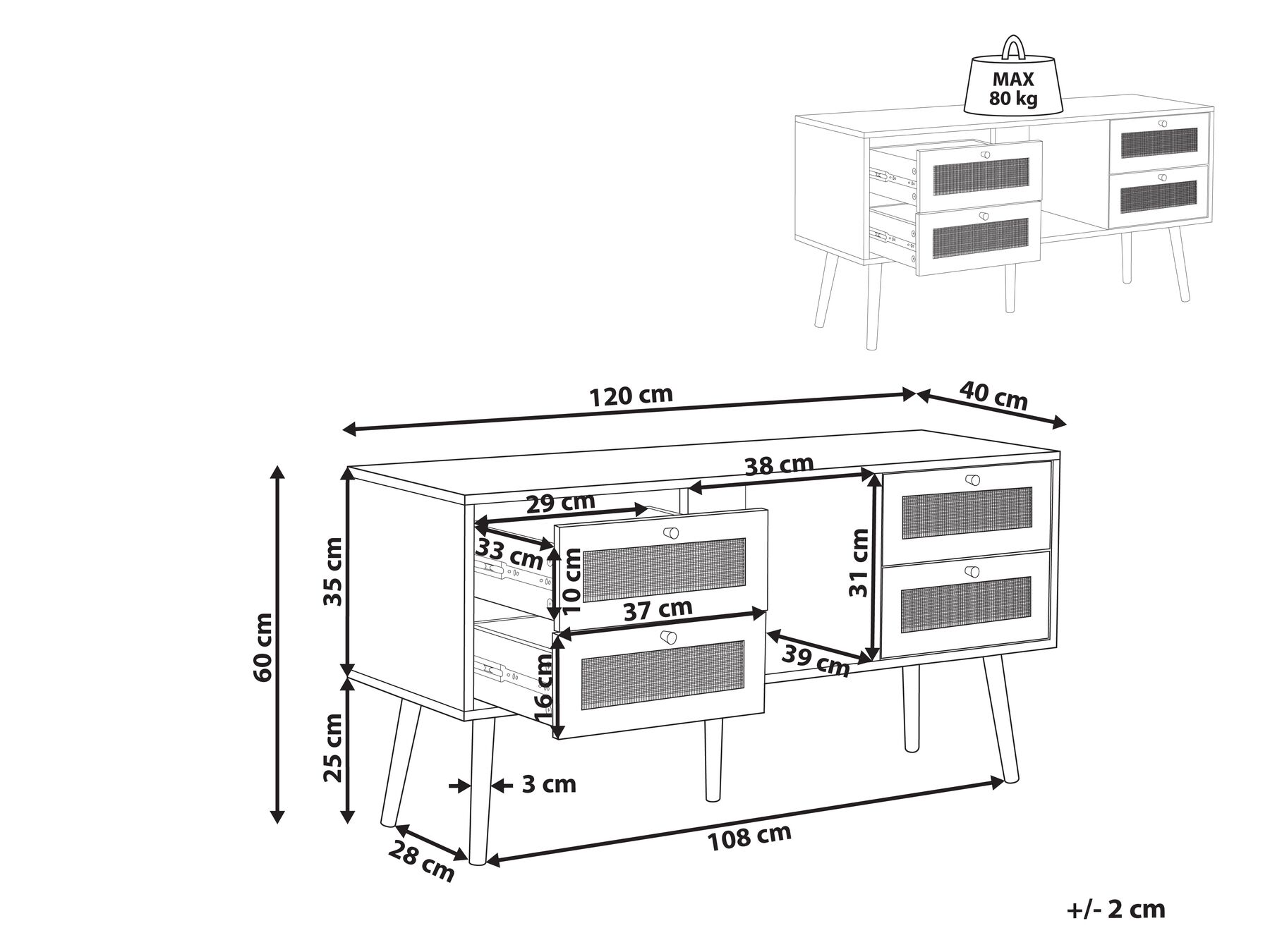 Rattan TV Stand Light Wood PEROTE_841356 Rattan TV Stand Light Wood PEROTE_841356