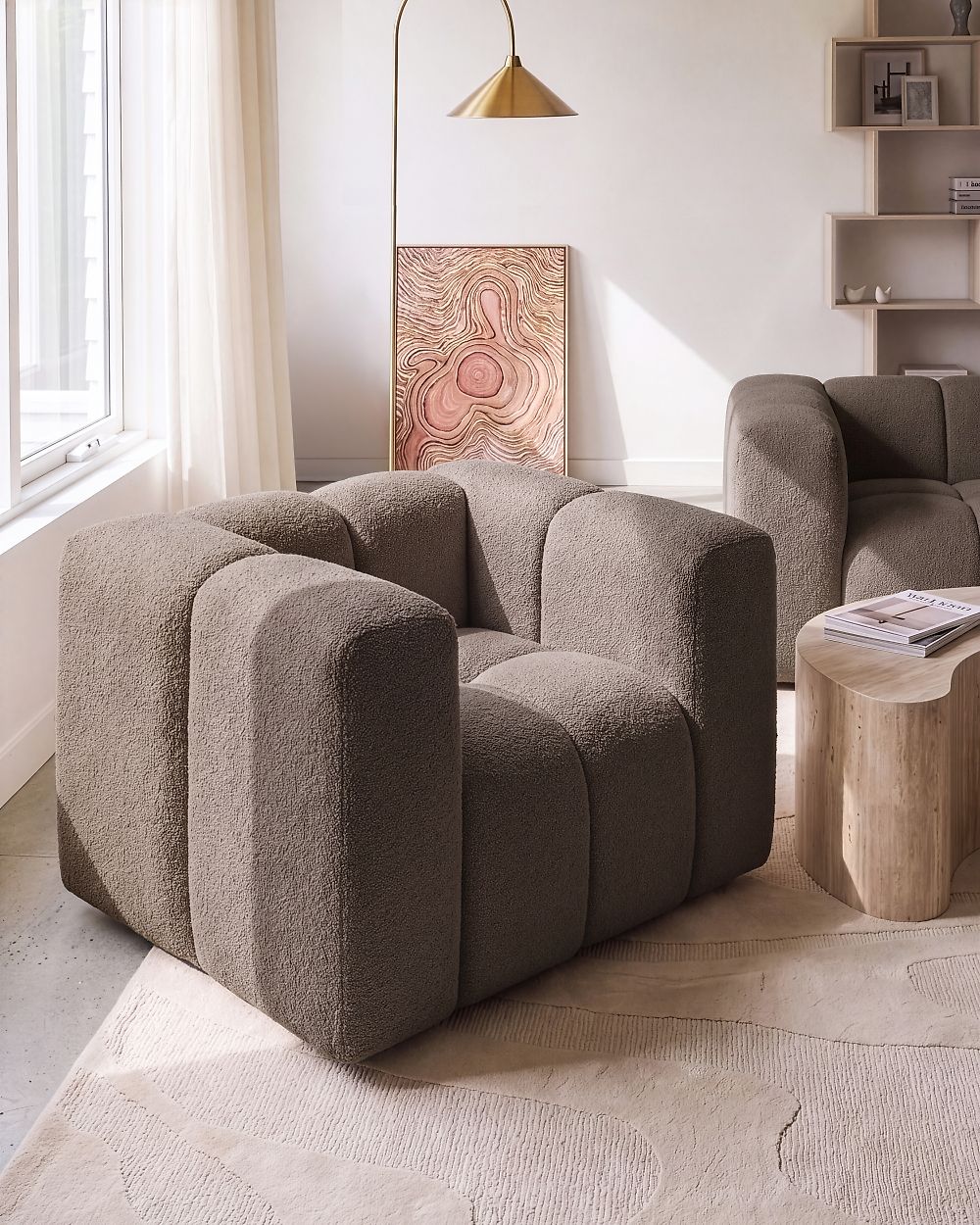 Fauteuil ANTOLA Bouclé Taupe