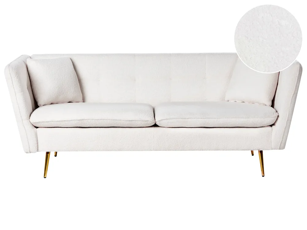 Sofa dla 3 osób FREDERICA Boucle Złamana biel