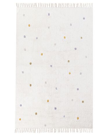 Tapete com pontos em algodão branco creme 140 x 200 cm ASTAF