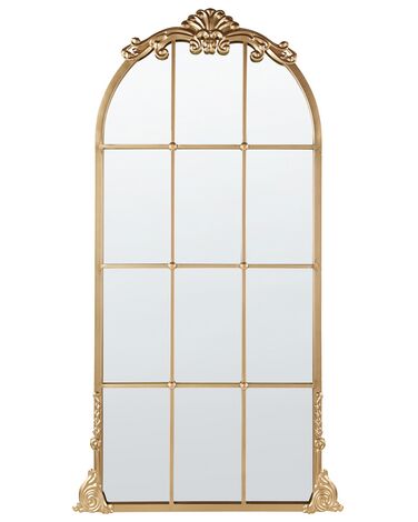 Kovové nástěnné zrcadlo ve tvaru okna 66 x 124 cm zlaté NOIDAN