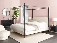 Cama con dosel Bouclé DANNEMOIS 180 x 200 cm Blanco crema_1184512