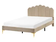 Bed Velvet SAUVIAN 140 x 200 cm (EU Double) Taupe_1014539