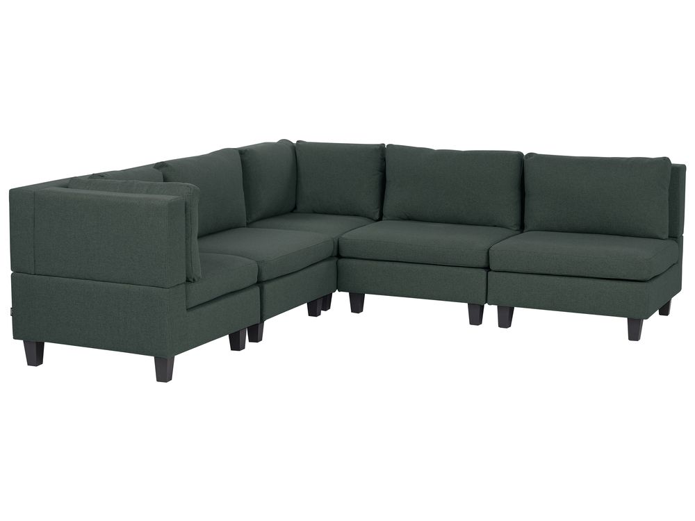 Canapé d'angle modulable 5 places UNSTAD Tissu Vert foncé Côté droit