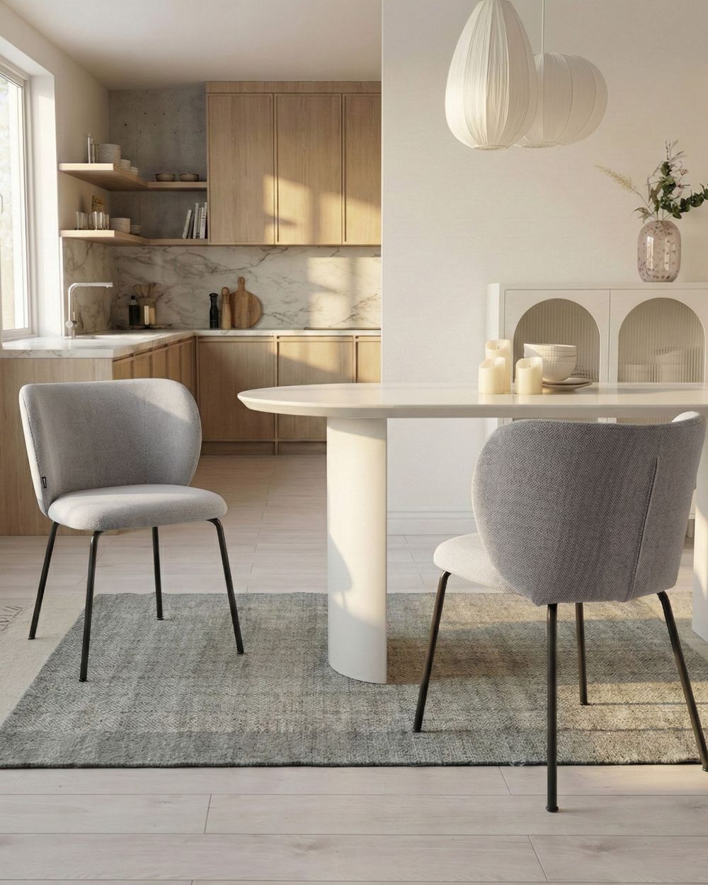 Set of 2 Dining Chairs CALERA Fabric Off-White