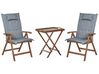 Acacia Wood Bistro Set Dark with Grey Cushions AMANTEA_880355