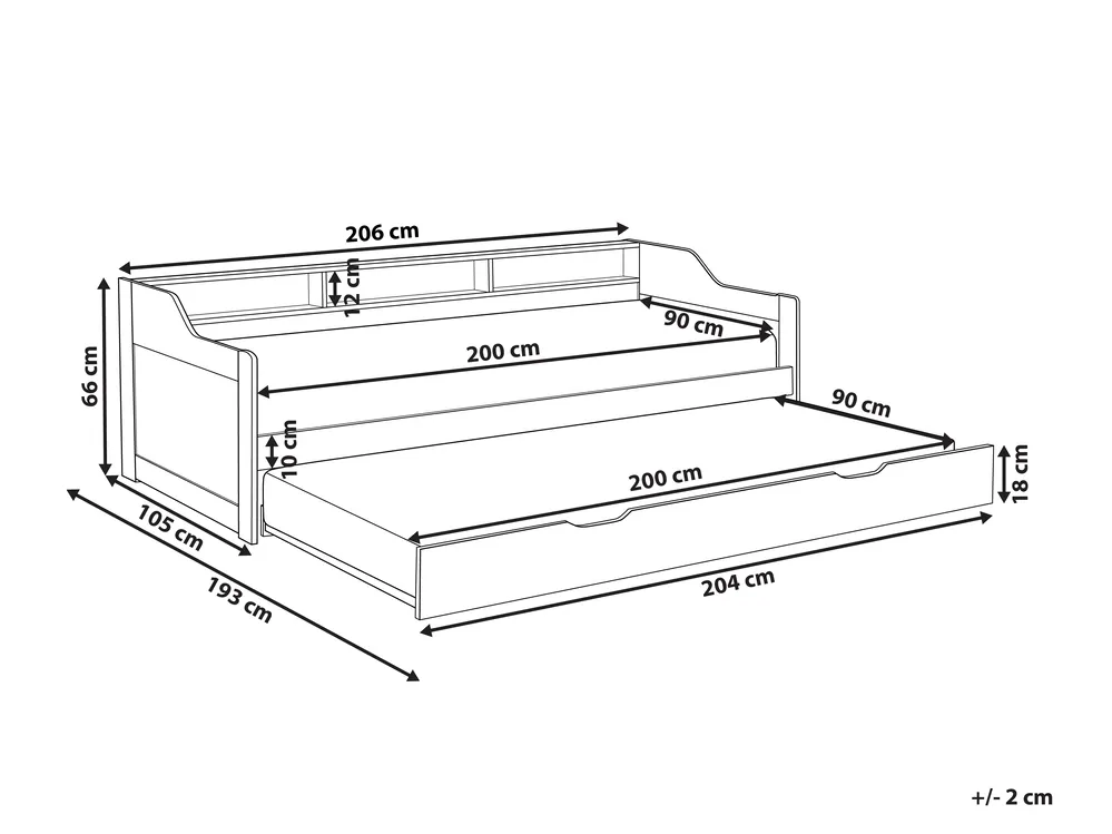 Trundle Bed Pine Wood EDERN 90 x 200 cm (EU Single) Grey_945977