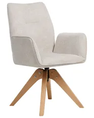Dining Chair Swivel MOKENA Faux Linen Light Beige_965238