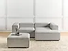 Canapé d'angle modulable 2 places ARDAL avec ottoman Tissu Gris clair Côté gauche