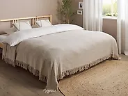 Bedspread YERBENT Cotton 220 x 240 cm Light Grey_1185148