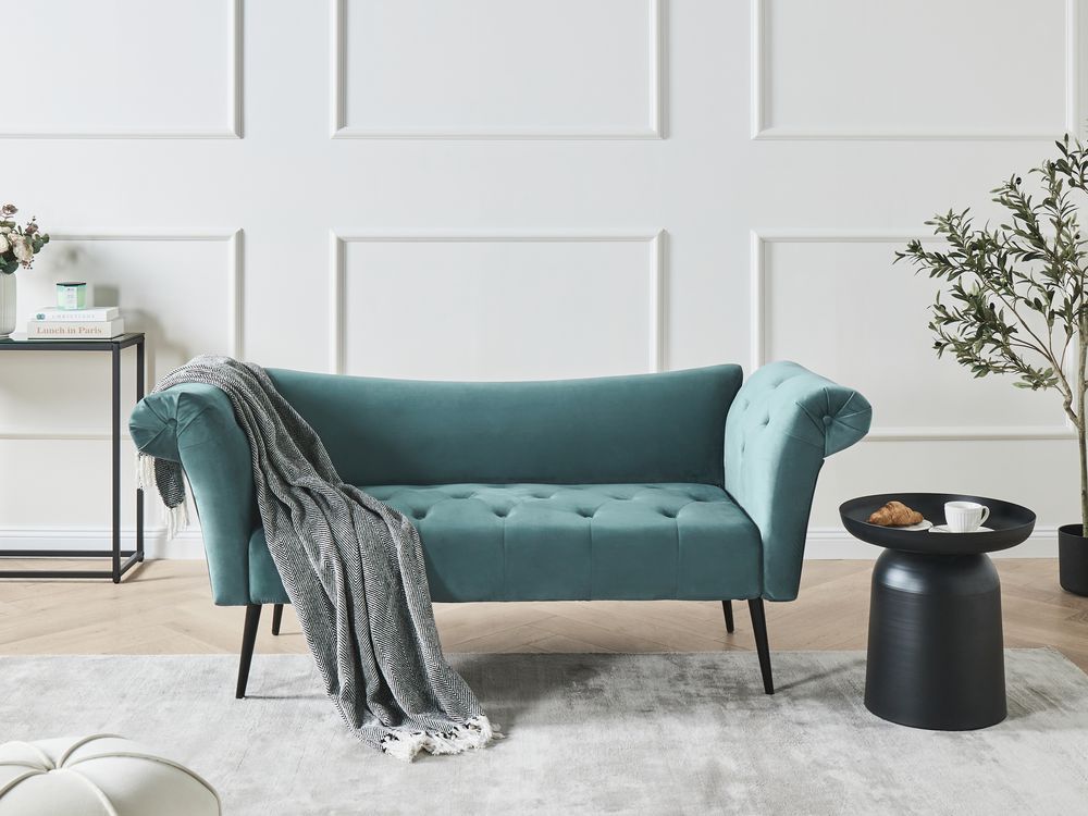 Chaiselongue NANTILLY Samtstoff Blaugrün