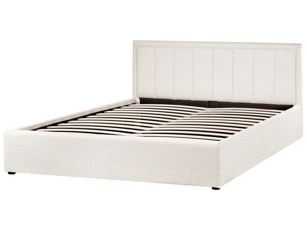 Bett mit Stauraum MONTLAUR Bouclé Weiß 160 x 200 cm_958487