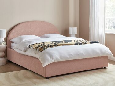 Boucle EU King Size Ottoman Bed Pastel Pink VAUCLUSE