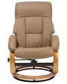 Recliner Chair with Footstool Faux Leather Beige FORCE_697893