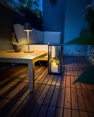 Divano da giardino con tavolo 2 posti SAMPIERI Metallo Marrone chiaro_1080491