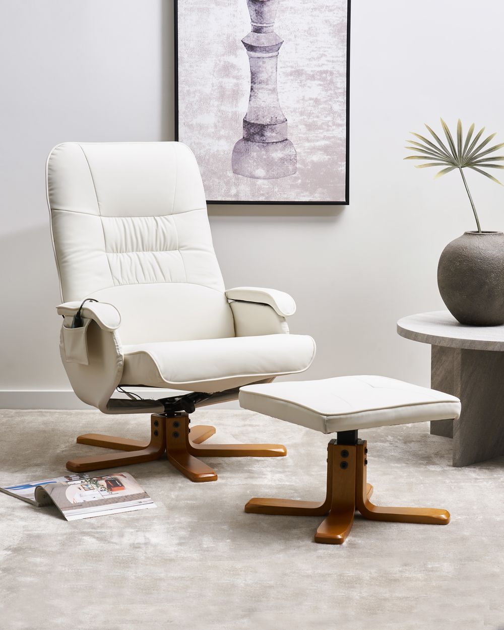 Fauteuil massant RELAXPRO Cuir PU Blanc cassé
