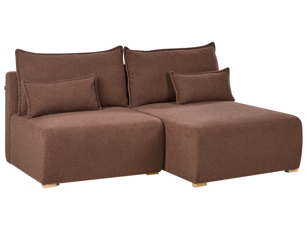 Modular Corner Sofa NERBO Boucle Brown Left Hand_1034412