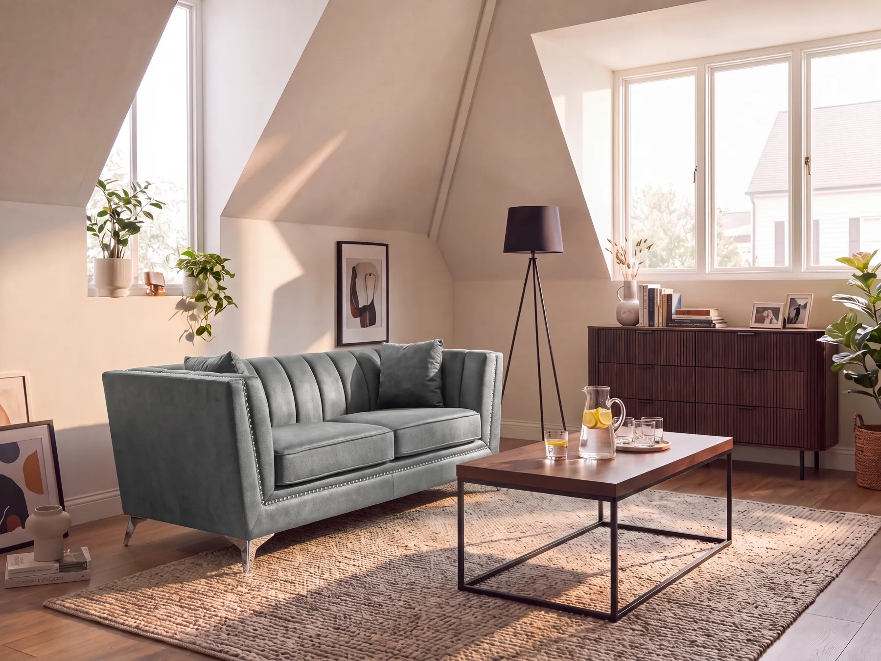 Sofa 2 Seater GAULA Velvet Grey_706265