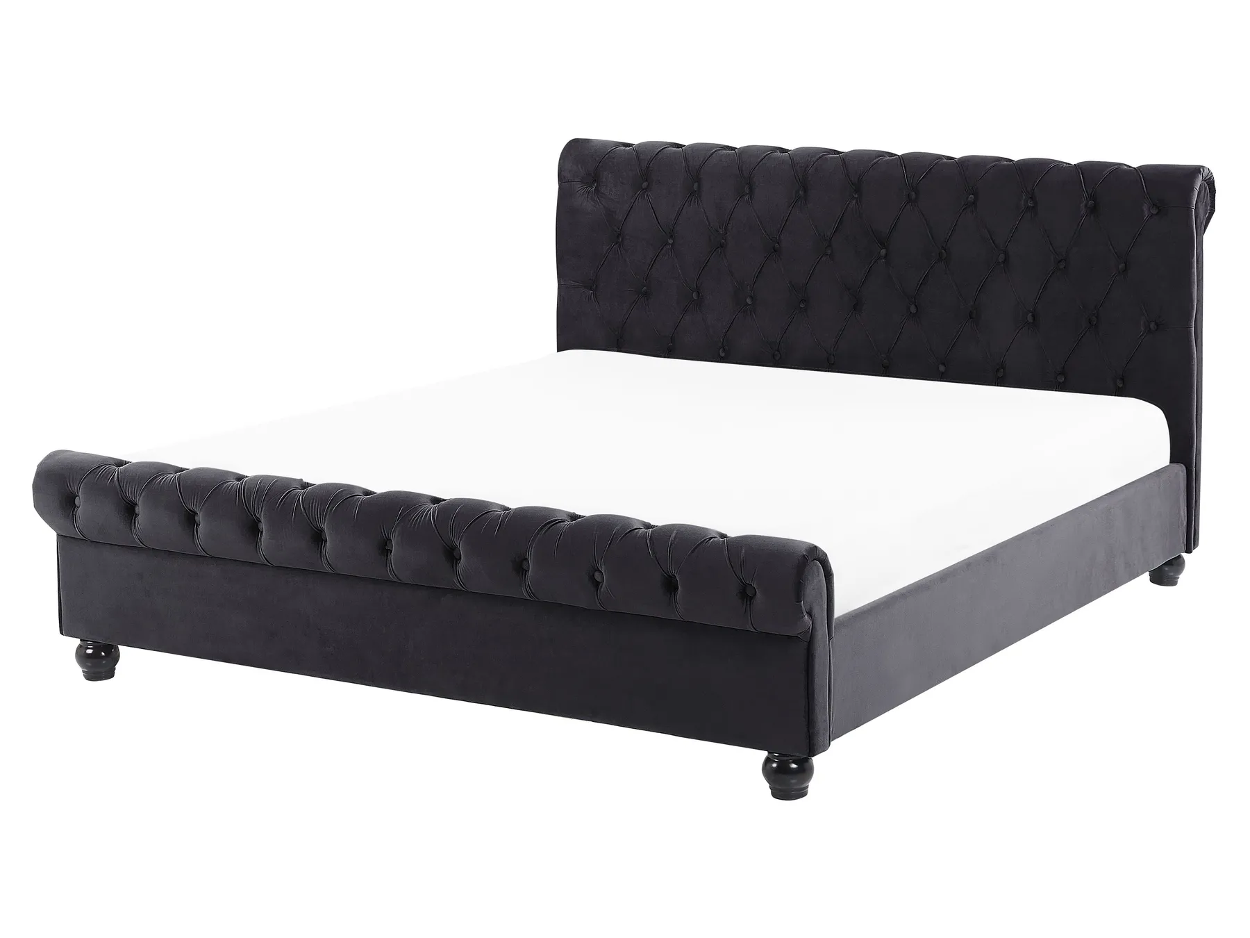 Bett mit Lattenrost Samtstoff AVALLON 160 x 200 cm Schwarz_694375