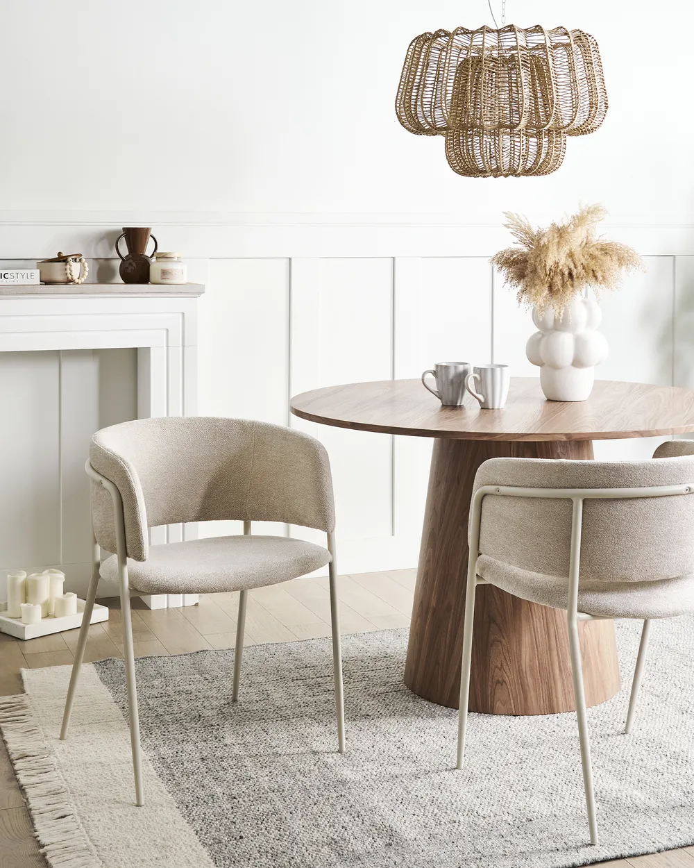 Set of 2 Dining Chairs SPRINGER Chenille Light Beige