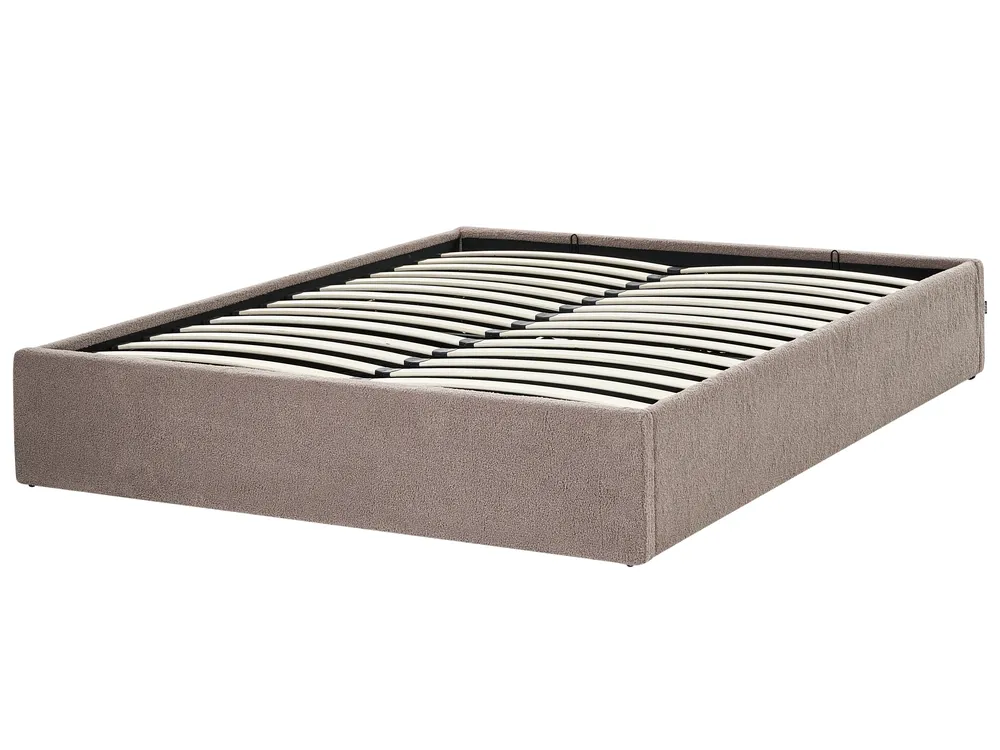 Ottoman Bed without Headboard DINAN Boucle Taupe 140 x 200 cm (EU Double)_1061927