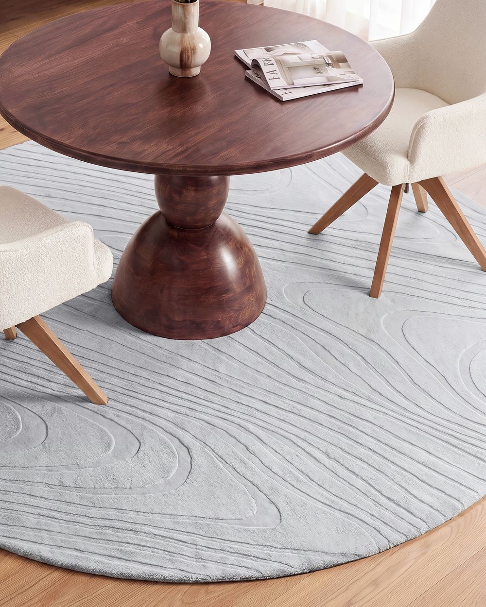 Tapis en fausse fourrure ONTAKE Gris clair ø 160 cm
